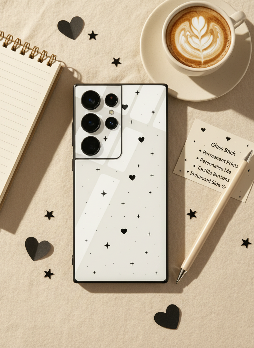 Minimal Love Premium Glass Back Cover For Galaxy S, A, M & F Series