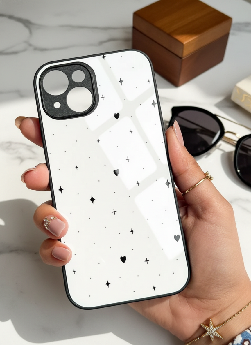 Minimal LOVE Premium Glass Back Cover For iPhone 11-17 Models