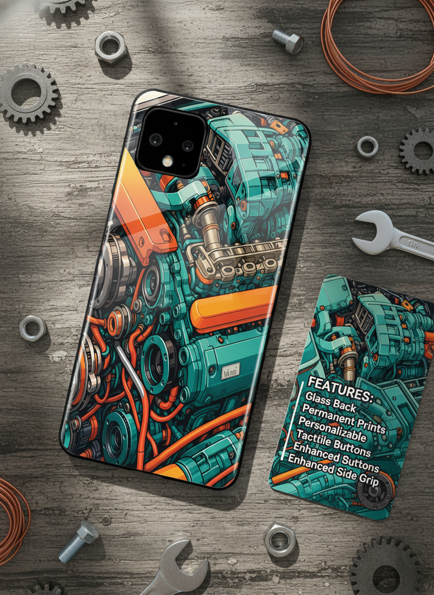 Aesthetic Engine-ry Premium Glass Back Cover For Google Pixel 7,8,9,10 Series