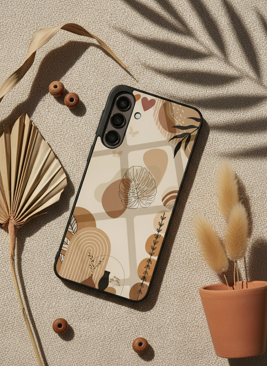 Organic Aura Premium Glass Back Cover For Galaxy S, A, M & F Series