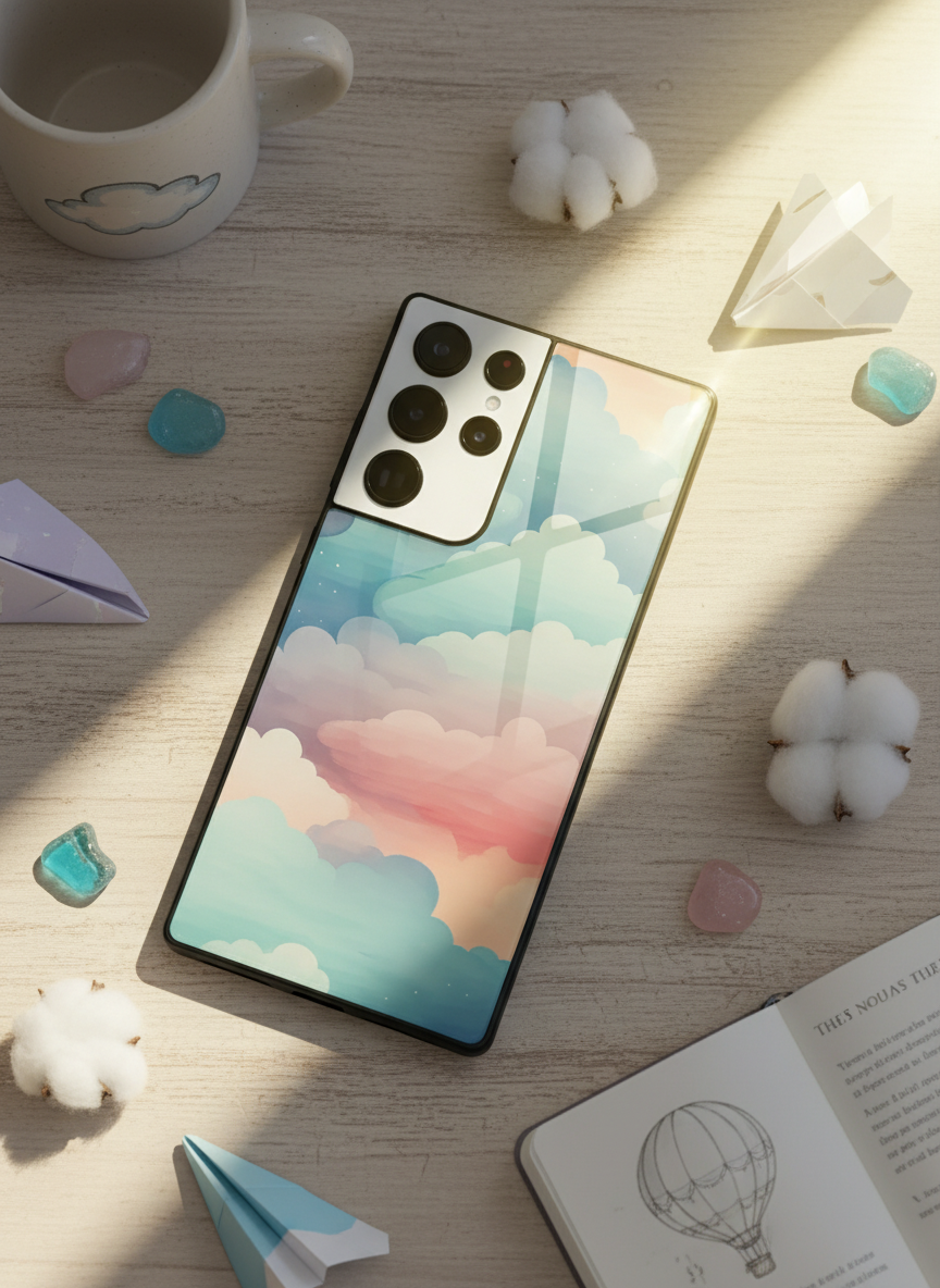 Cloud Of Dreams Premium Glass Back Cover For Galaxy S, A, M & F Series