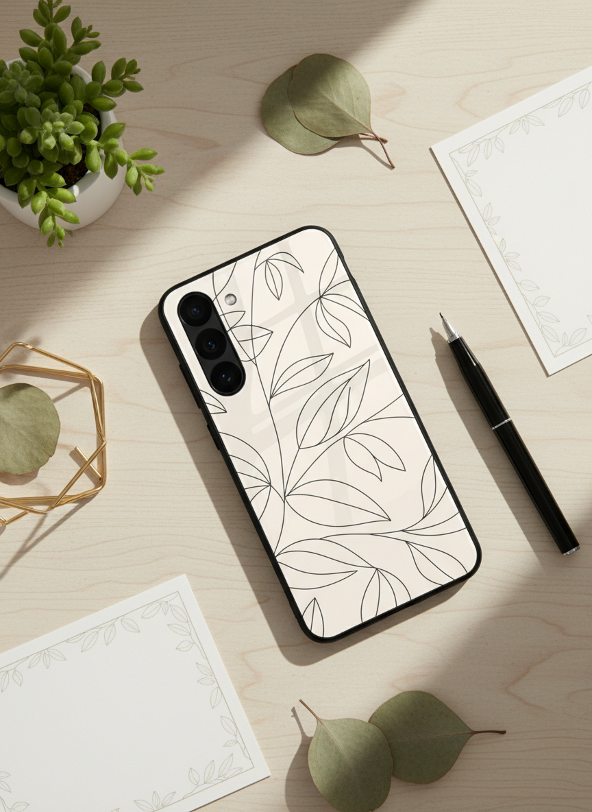 The Petal Sketch Premium Glass Back Cover For Galaxy S, A, M & F Series