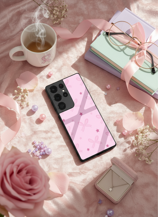 Sparkling Bows Premium Glass Back Cover For Galaxy S, A, M & F Series