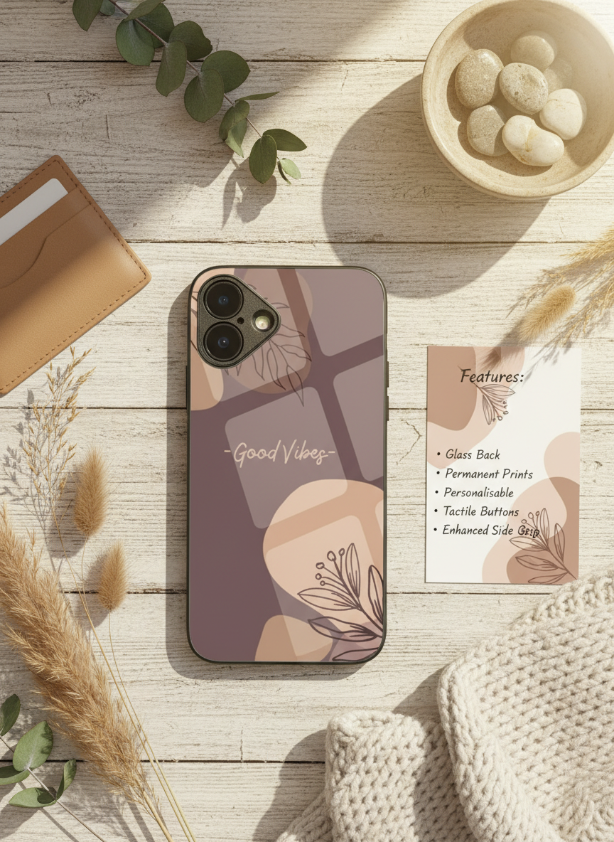 Calm Aura Premium Glass Back Cover For iPhone 11-17 Models