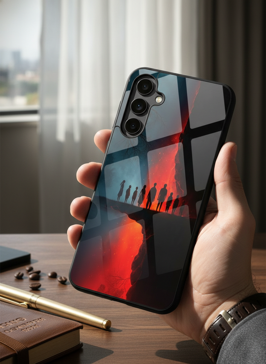 STRANGER THINGS- Parallel Edge Premium Glass Back Cover For Galaxy S, A, M & F Series