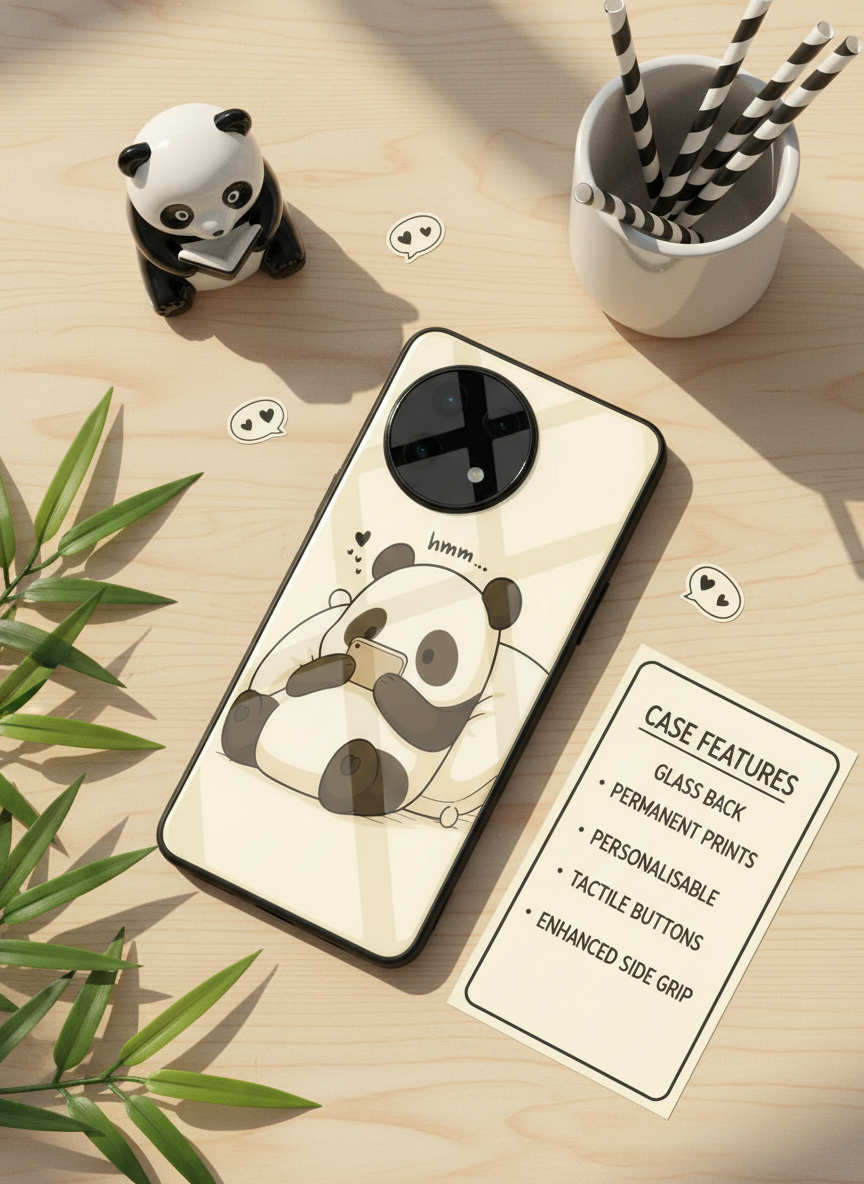 HMM Panda Glass Back Cover For One Plus 13, 12, 11, 10, Nord Series