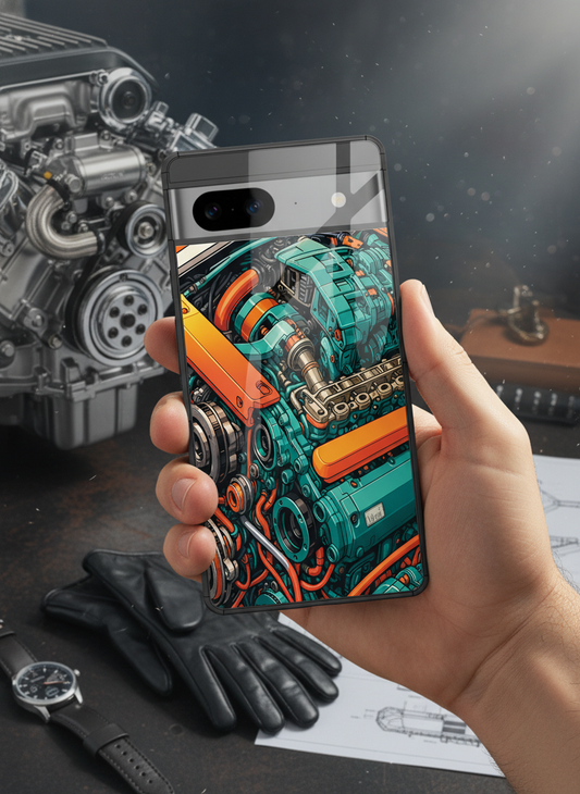 Aesthetic Engine-ry Premium Glass Back Cover For Google Pixel 7,8,9,10 Series