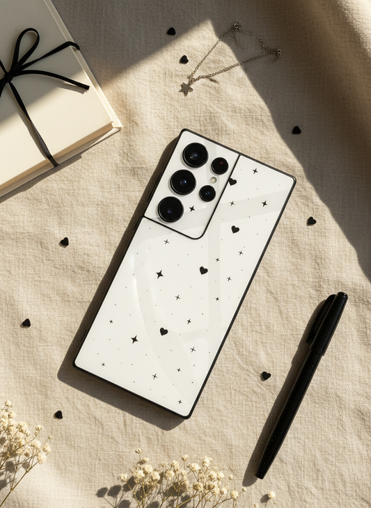 Minimal Love Premium Glass Back Cover For Galaxy S, A, M & F Series