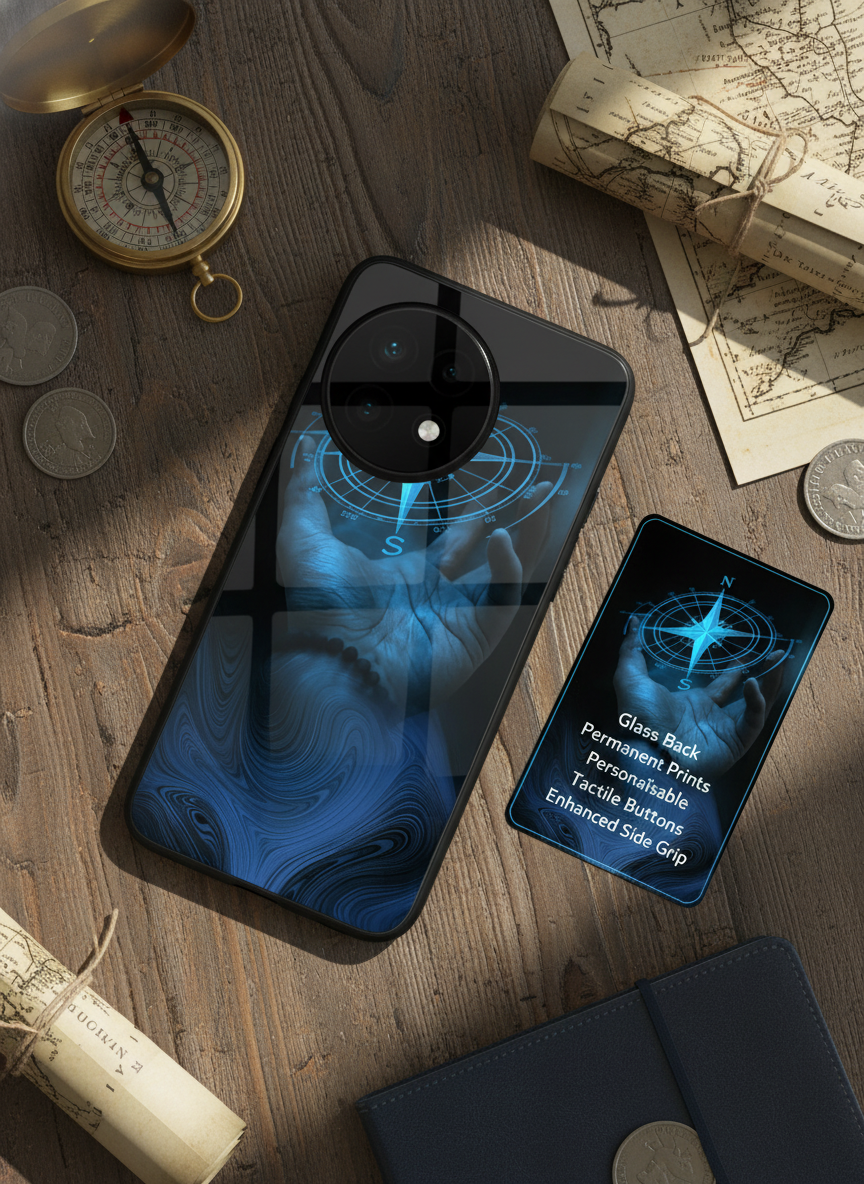Neon Navigator Premium Glass Back Cover For One Plus 13, 12, 11, 10, Nord Serie