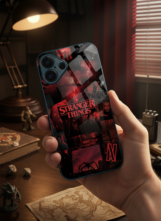STRANGER THINGS- Red Realm Edit Premium Glass Back Cover For iPhone 11-17 Models