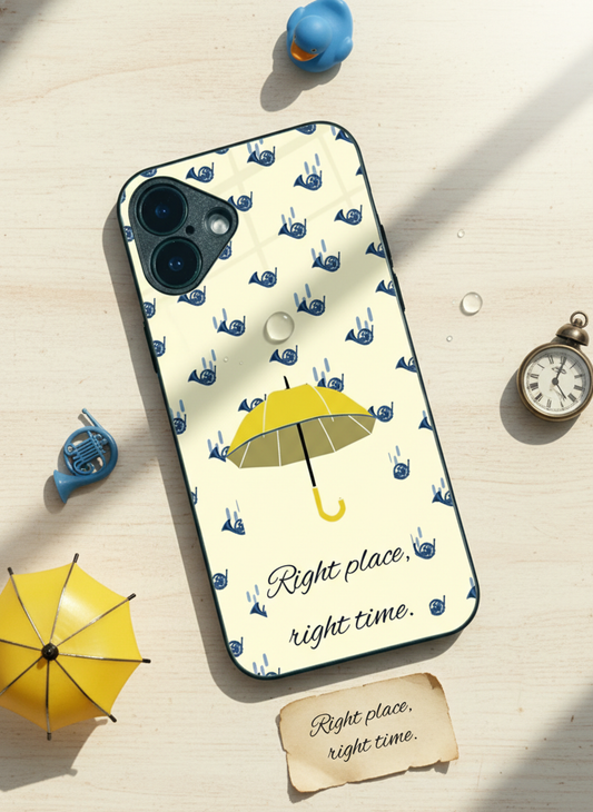 HIMYM Right Place Right Time Premium Glass Back Cover For iPhone 11-17 Models