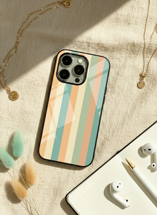 Abstract strips Premium Glass Back Cover For iPhone 11-17 Models