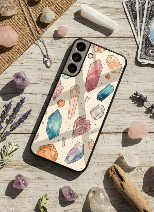 Crystal Bloom Premium Glass Back Cover For Galaxy S, A, M & F Series