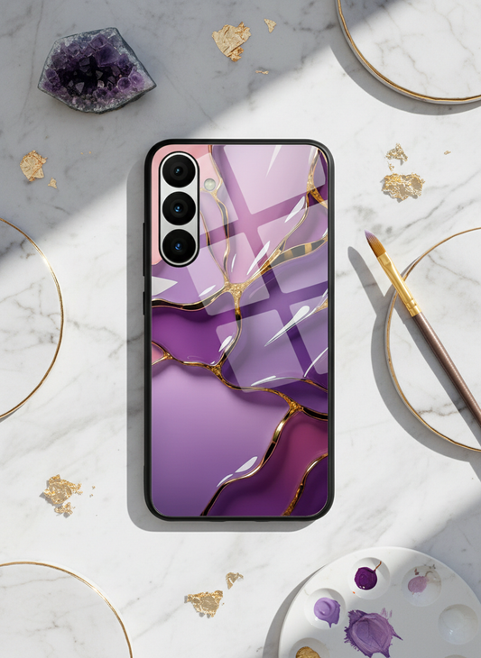 Amethyst Glaze Premium Glass Back Cover For Galaxy S, A, M & F Series