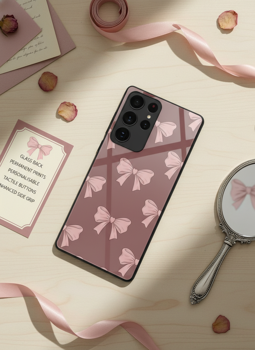 Blush Knots Premium Glass Back Cover For Galaxy S, A, M & F Series