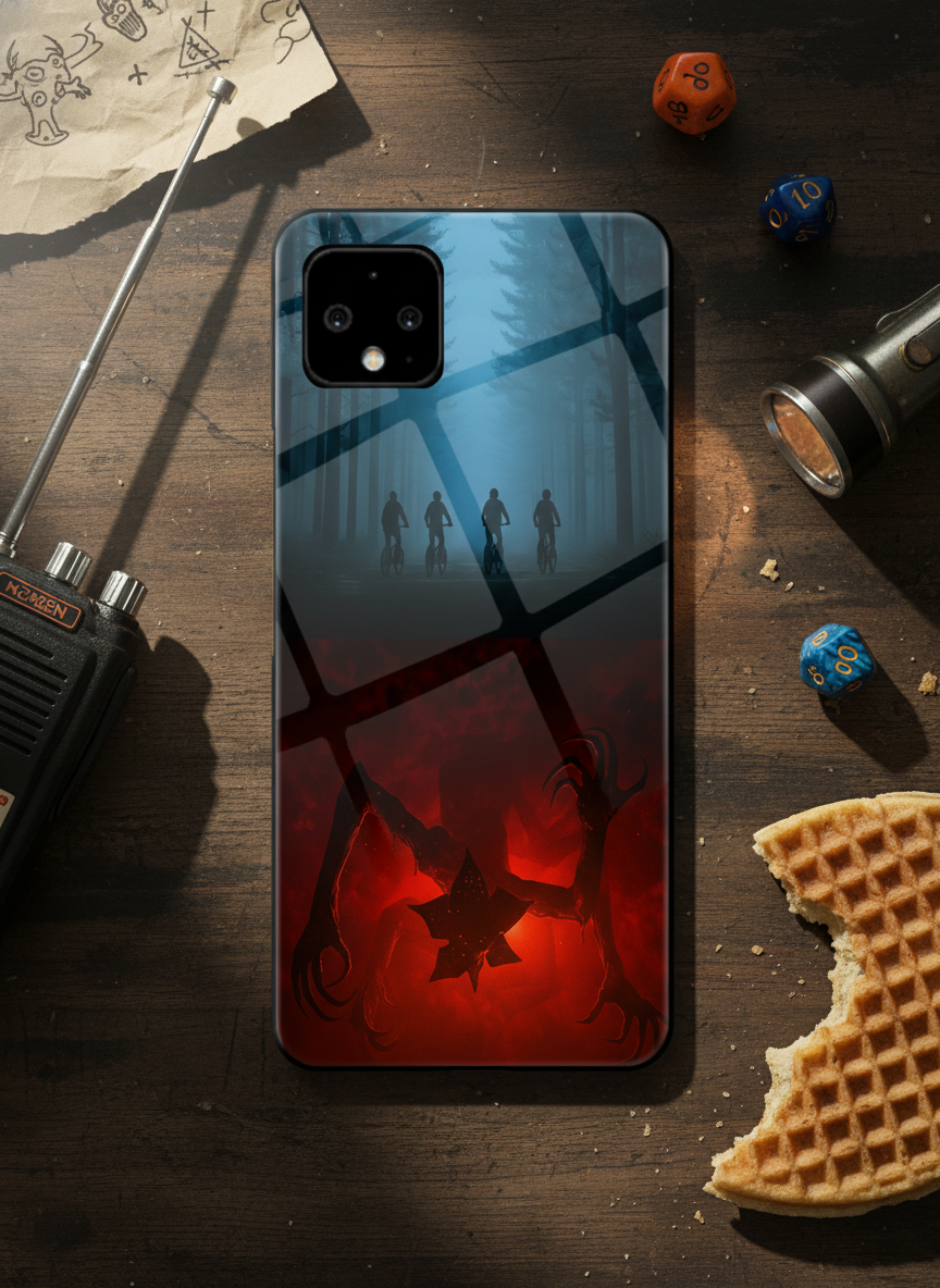 STRANGER THINGS- ShadowSplit Premium Glass Back Cover For Google Pixel 7,8,9,10 Series