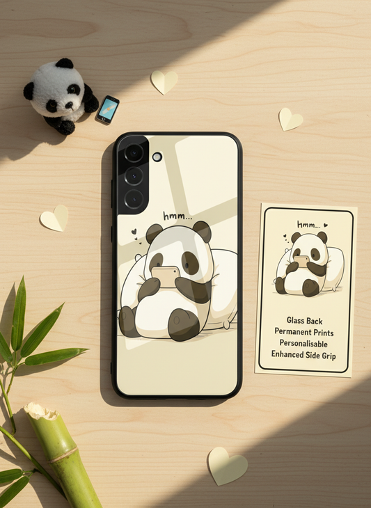 Hmm Panda Premium Glass Back Cover For Galaxy S, A, M & F Series