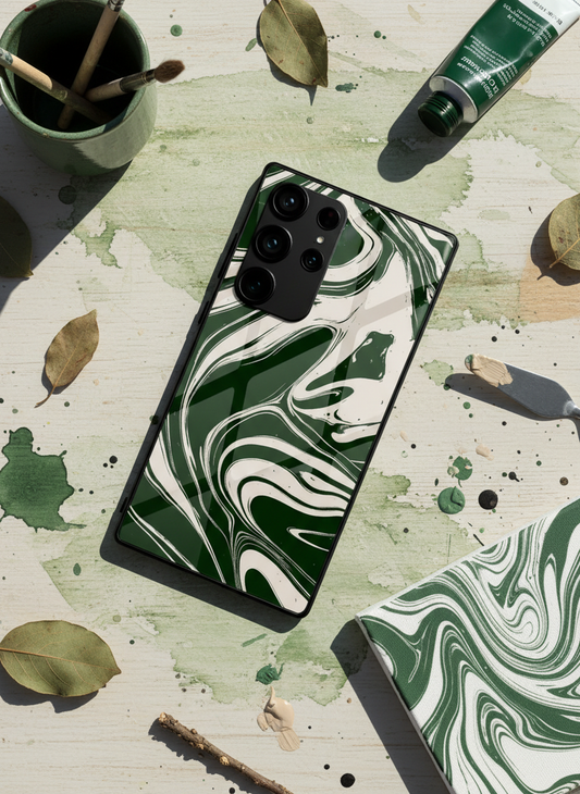 Grassy Marble Premium Glass Back Cover For Galaxy S, A, M & F Series