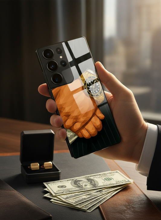 Money Matters Premium Glass Back Cover For Galaxy S, A, M & F Series