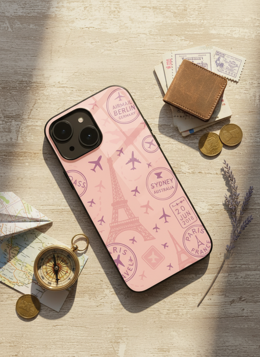 Travel Bug Premium Glass Back Cover For iPhone 11-17 Models