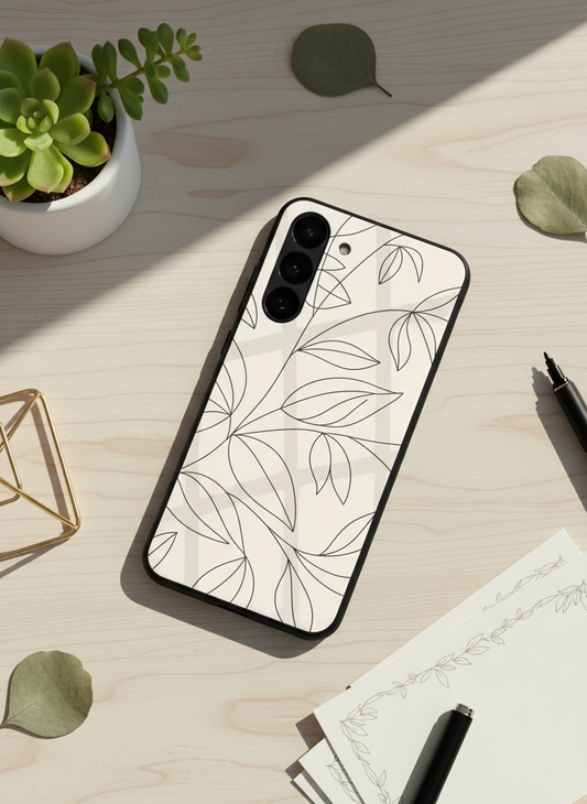 The Petal Sketch Premium Glass Back Cover For Galaxy S, A, M & F Series