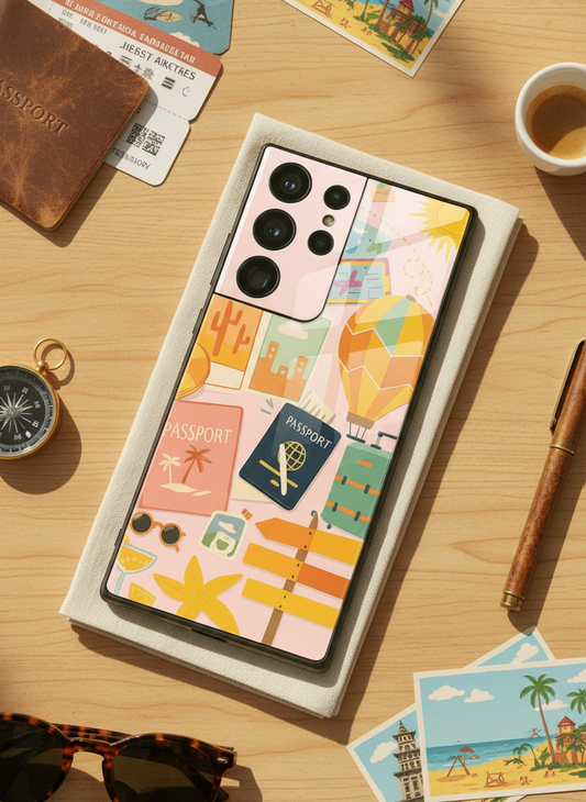 I Love Travelling Premium Glass Back Cover For Galaxy S, A, M & F Series