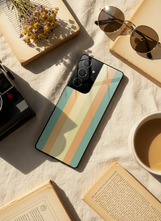 Abstract Strips Premium Glass Back Cover For Galaxy S, A, M & F Series