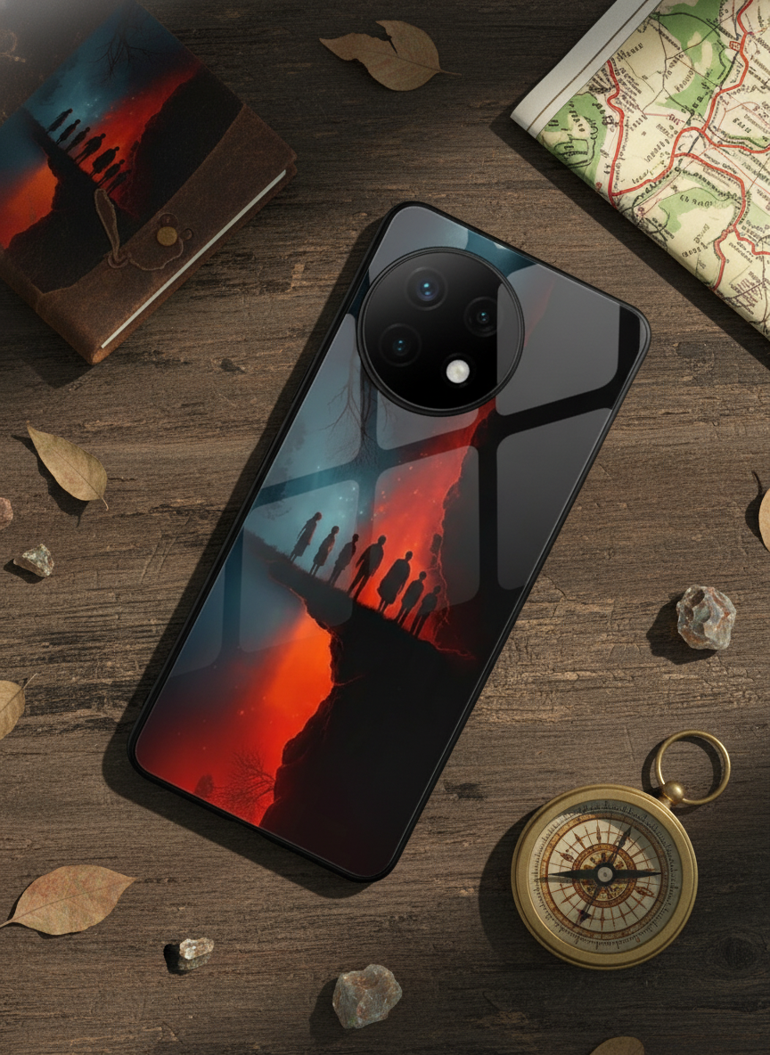 STRANGER THINGS- Parallel Edge Premium Glass Back Cover For One Plus 13, 12, 11, 10, Nord Series