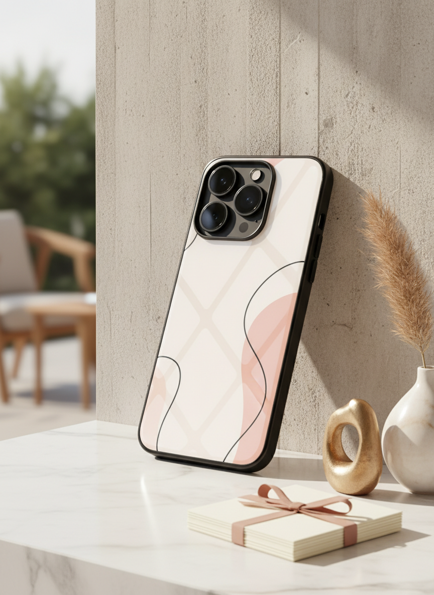 Clean Girl Aesthetics Premium Glass Back Cover For iPhone 11-17 Models