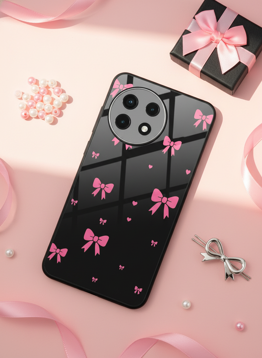 Glam Bow Premium Glass Back Cover For One Plus 13, 12, 11, 10, Nord Series