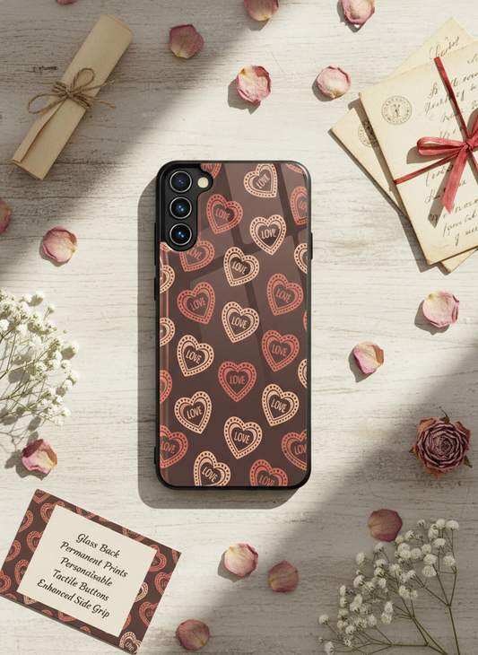 Hearts Graffiti Era Premium Glass Back Cover For Galaxy S, A, M & F Series