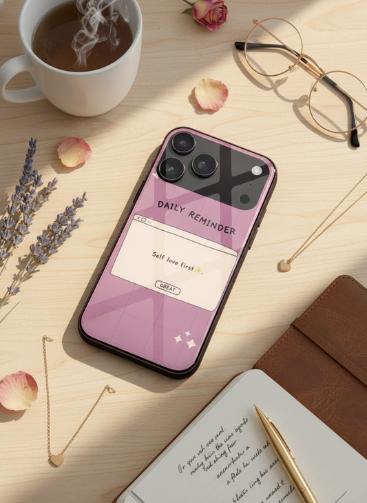 Daily Reminder -Mystic Mauve Premium Glass Back Cover For iPhone 11-17 Models