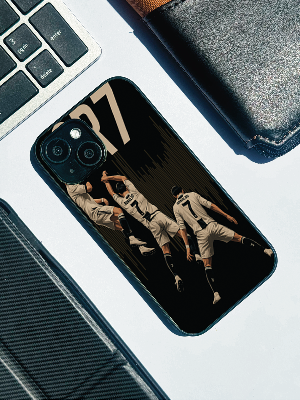 AIR CR7 Premium Glass Back Cover For iPhone 11,12,13,14,15,16 Models