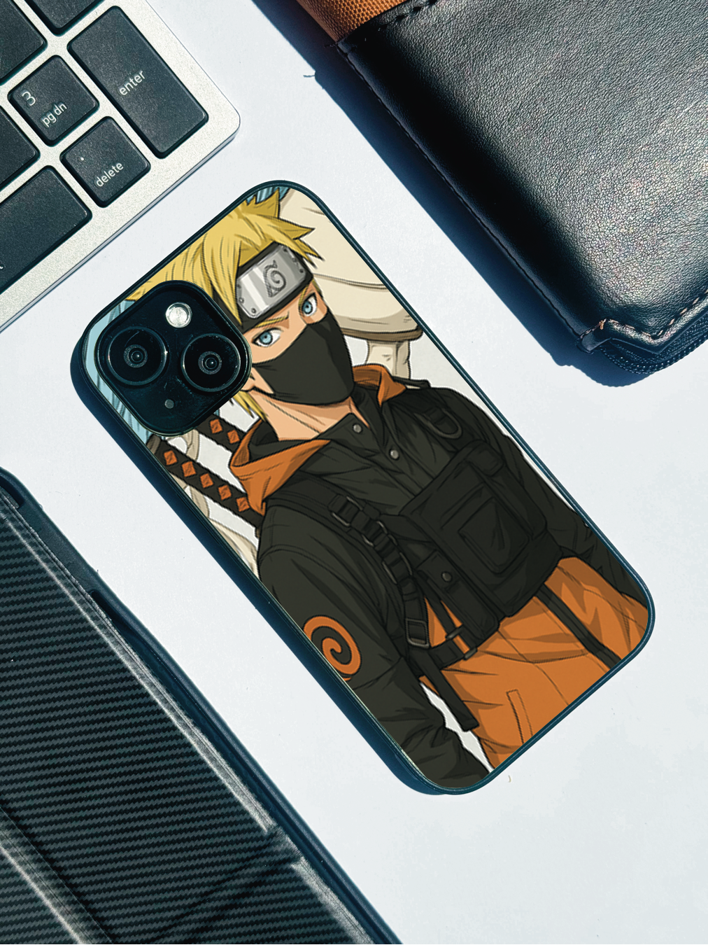 Stealthy Naruto Premium Glass Back Cover For iPhone 11,12,13,14,15,16 Models