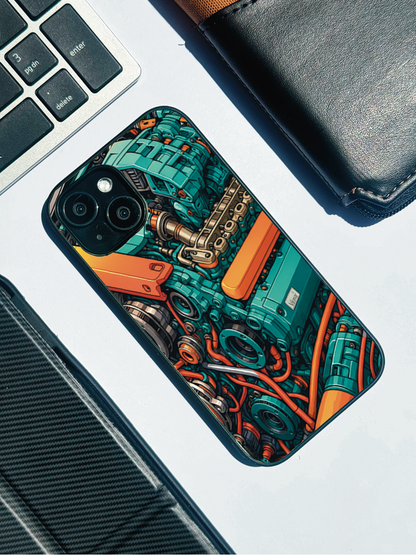 Aesthetic Engine-ry Premium Glass Back Cover For iPhone 11,12,13,14,15,16 Models