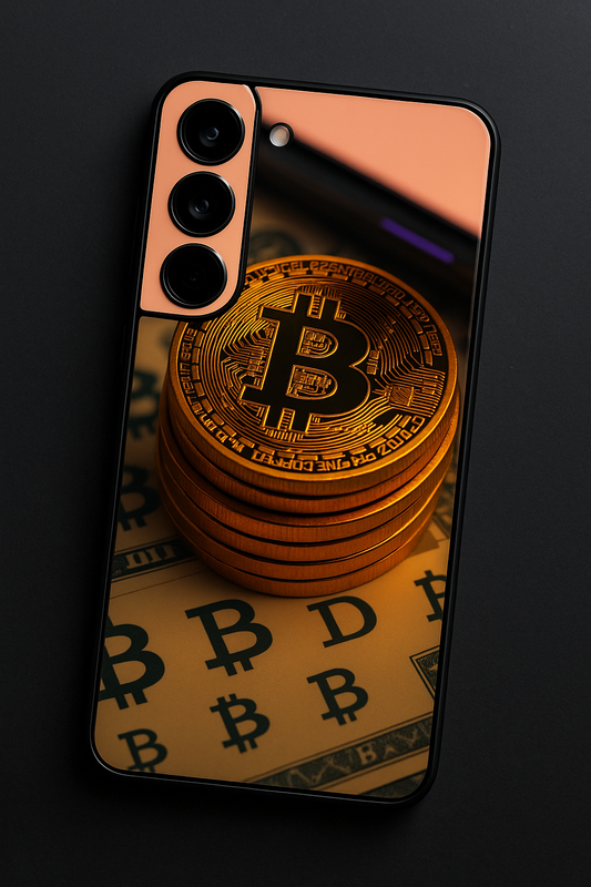 Bitcoin Blaze Premium Glass Back Cover For Galaxy S22, S23, S24, S25 Models