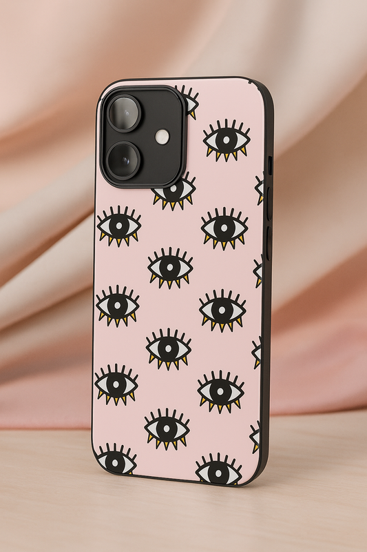 Boho Evil Eye Premium Glass Back Cover For iPhone 11,12,13,14,15,16 Models
