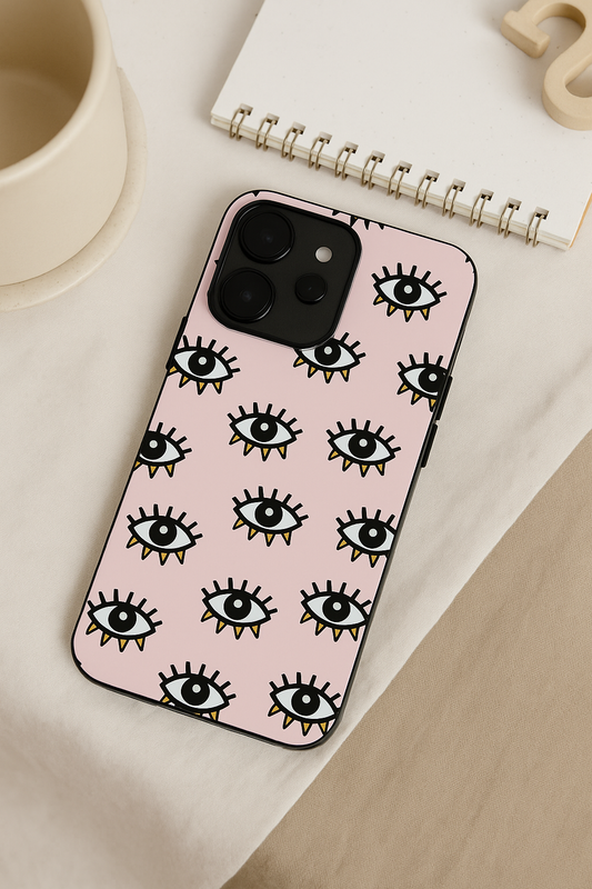 Boho Evil Eye Premium Glass Back Cover For iPhone 11,12,13,14,15,16 Models