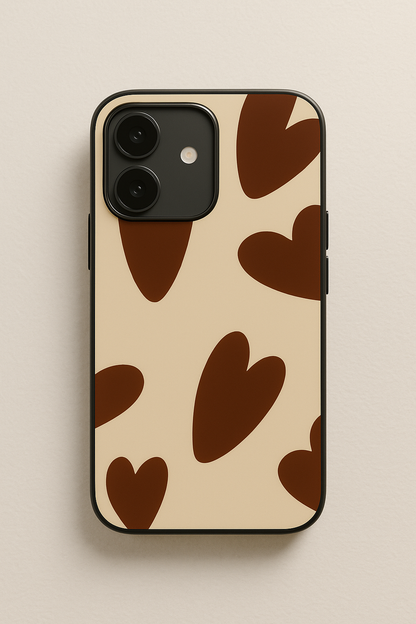 Chocolate Hearts Premium Glass Back Cover For iPhone 11,12,13,14,15,16 Models