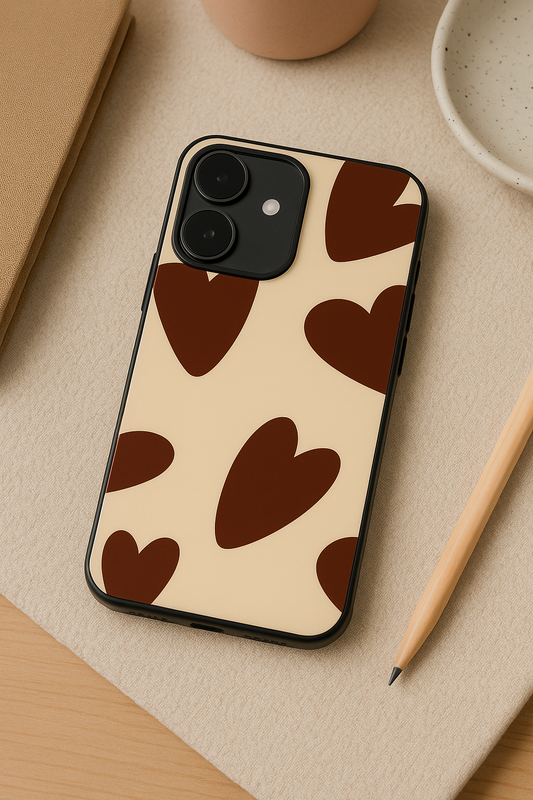 Chocolate Hearts Premium Glass Back Cover For iPhone 11,12,13,14,15,16 Models