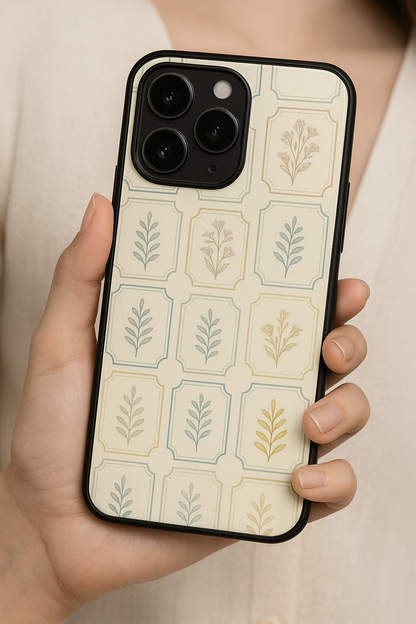 The Petal Grid Premium Glass Back Cover For iPhone 11,12,13,14,15,16 Models