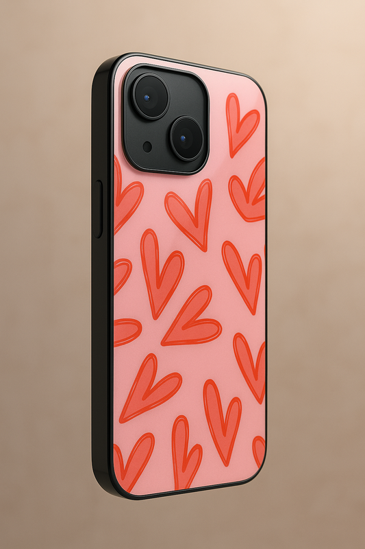 Love Doodles  Premium Glass Back Cover For iPhone 11,12,13,14,15,16 Models