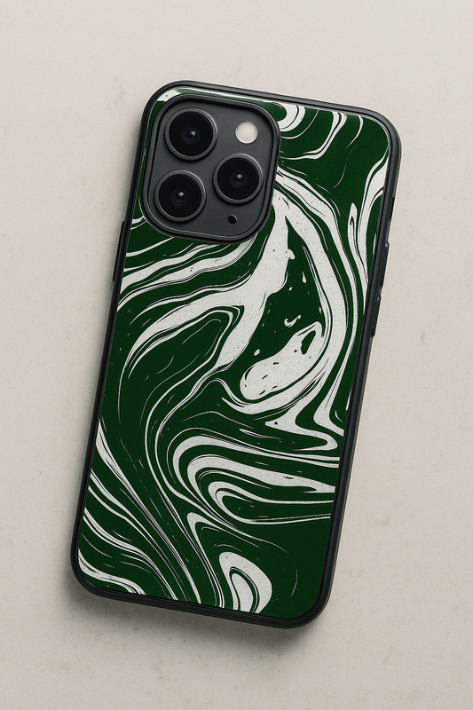 Grassy Marble   Premium Glass Back Cover For iPhone 11,12,13,14,15,16 Models