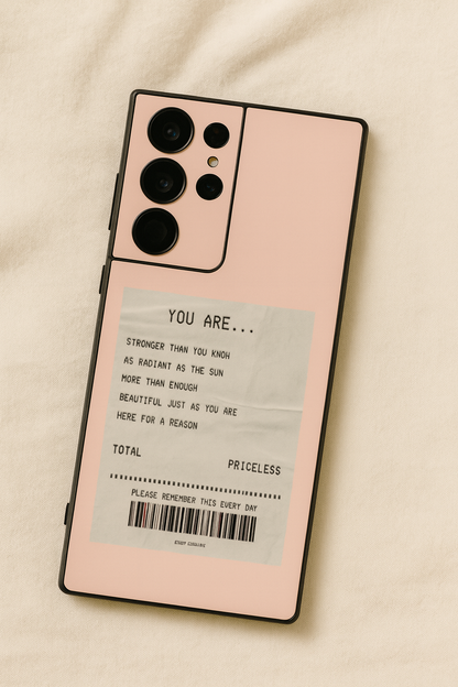 You Are Enough Premium Glass Back Cover For Galaxy S, A, M & F Series