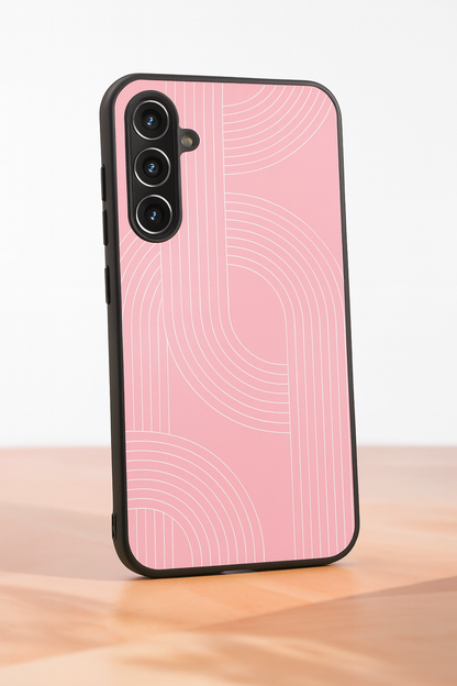 Linear Blush Premium Glass Back Cover For Galaxy S, A, M & F Series