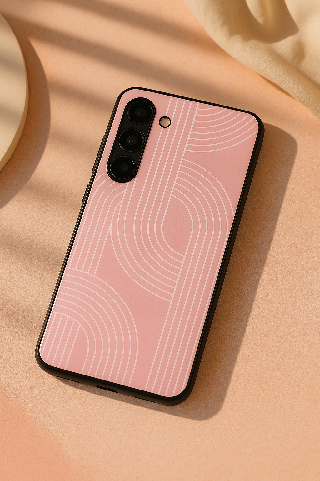 Linear Blush Premium Glass Back Cover For Galaxy S, A, M & F Series