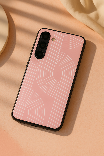 Linear Blush Premium Glass Back Cover For Galaxy S, A, M & F Series