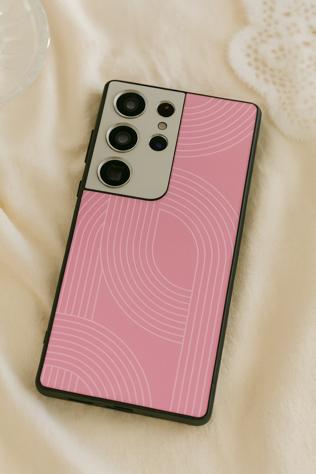 Linear Blush Premium Glass Back Cover For Galaxy S, A, M & F Series