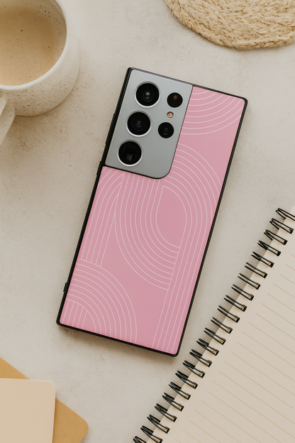 Linear Blush Premium Glass Back Cover For Galaxy S, A, M & F Series