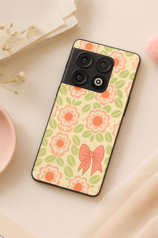 Traditional Floral Love Premium Glass Back Cover For One Plus 13, 12, 11, 10, Nord Series